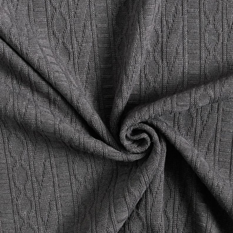 Jersey Jacquard Coton mélangé Rayures décorées – gris foncé,  image number 3