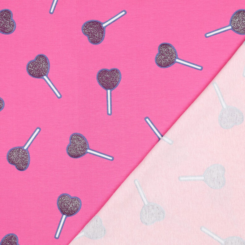 Jersey coton Sucettes en forme de cœur à paillettes | Poppy Fabrics – rose vif, image number 4