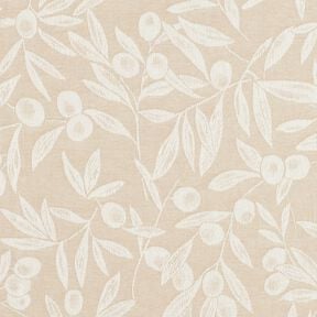 Coton enduit Jacquard tissu enduit motif olives – nature/beige clair, 