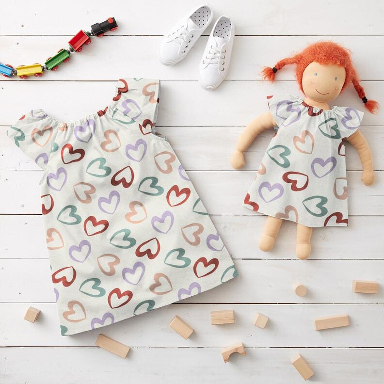 Jersey coton C&oelig;urs multicolores &ndash; blanc/mauve,  image number 6