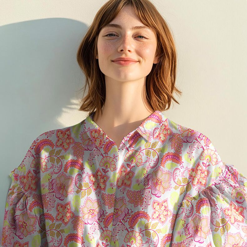 Voile de coton Stella | Nerida Hansen – blanc/corail,  image number 6