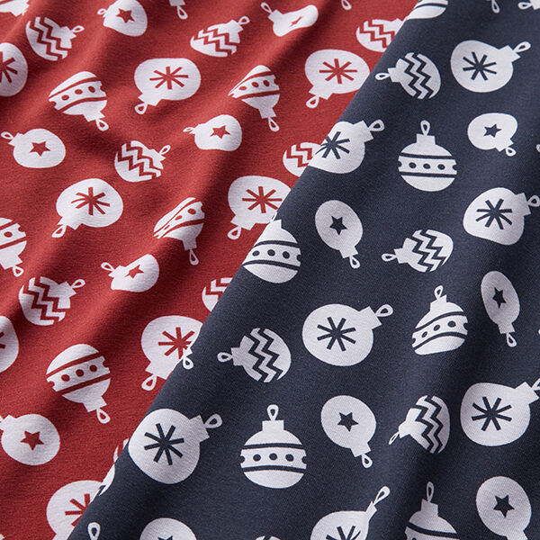 Jersey de coton Boules de sapin de Noël – bleu nuit,  image number 5
