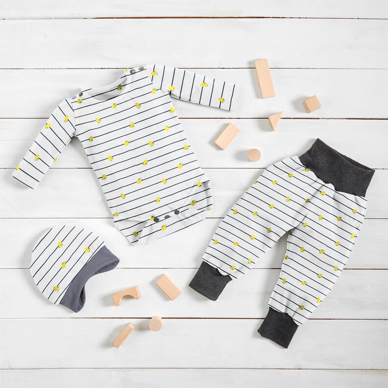 Jersey coton Rayures et citrons – écru,  image number 6