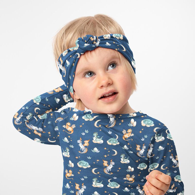 French Terry Sweat d’été jolis dragons Impression numérique – gris bleu,  image number 5