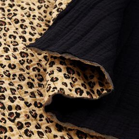 Tissu gaze de coton Tissu matelassé Imprimé lion – beige/noir, 