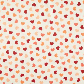 Tissu de décoration Semi-panama Cœurs éparpillés – crème/rouge foncé, 