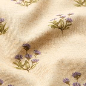 Tissu de décoration Sergé coton Fleurs et écriture – beige, 