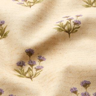 Tissu de décoration Sergé coton Fleurs et écriture  – beige, 