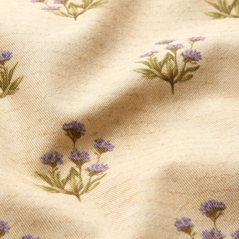 Tissu de décoration Sergé coton Fleurs et écriture  – beige,  image number 2
