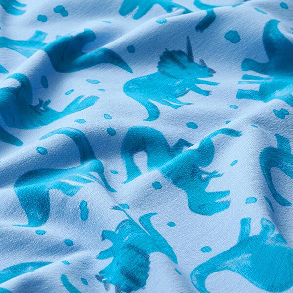 French Terry Sweat d’été Dinosaures | PETIT CITRON – bleu clair, image number 2