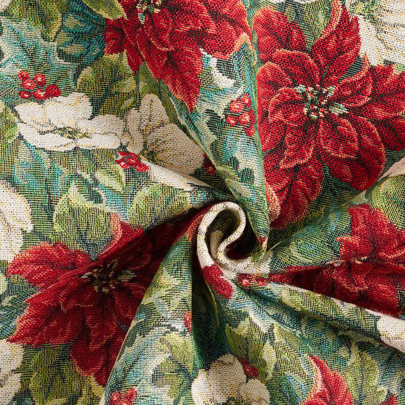 Tissu de décoration Gobelin Étoiles de Noël bicolores – beige clair/rouge,  image number 3