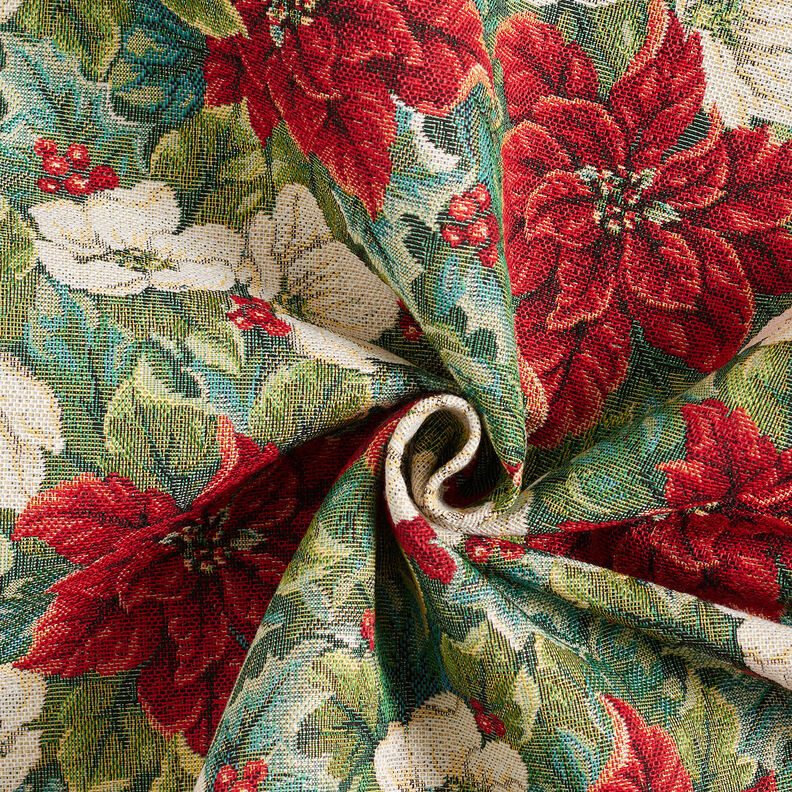 Tissu de décoration Gobelin Étoiles de Noël bicolores – beige clair/rouge, image number 3