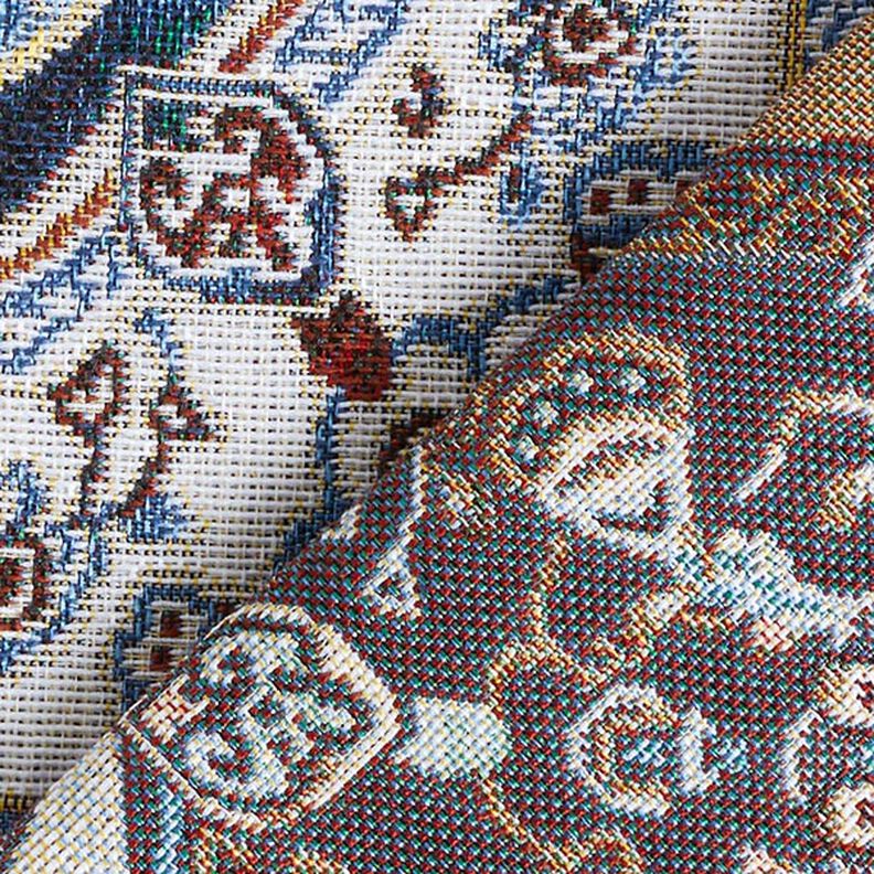 Tissu de décoration Gobelin Mandala oriental – bleu/ivoire,  image number 4