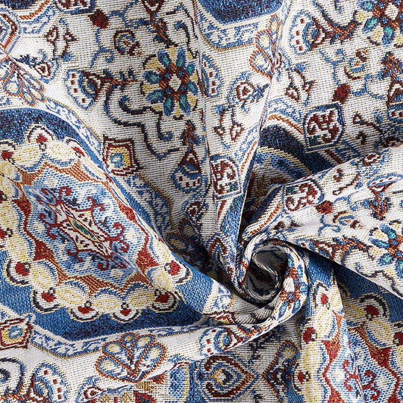 Tissu de décoration Gobelin Mandala oriental – bleu/ivoire,  image number 3