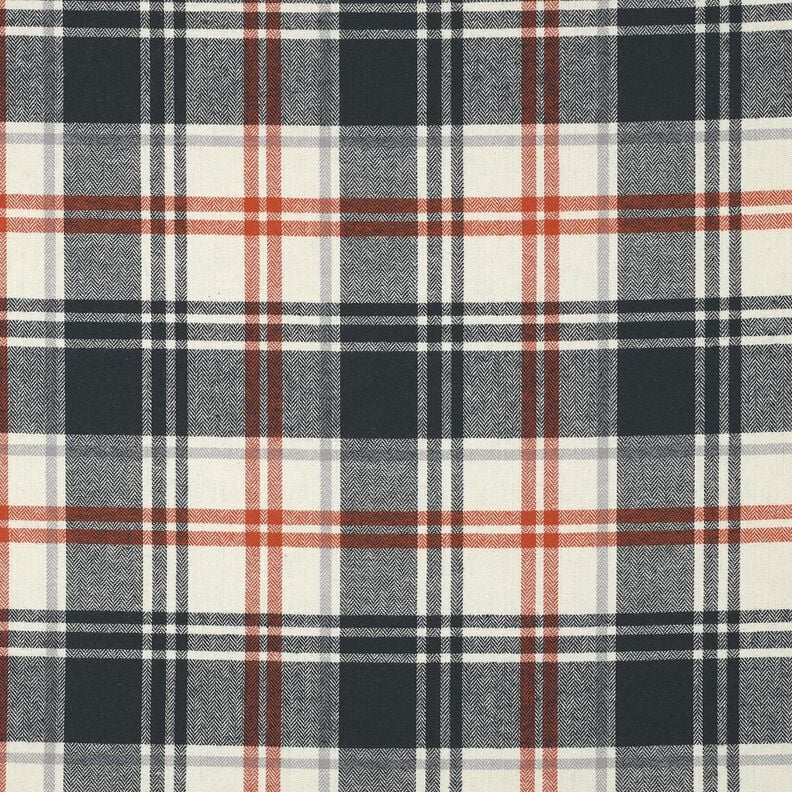 Flanelle coton Carreaux avec motif à chevrons – bleu noir/crème, image number 1