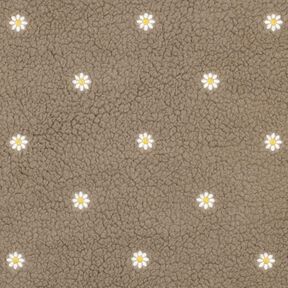 Tissu teddy Petites fleurs brodées | Poppy Fabrics – taupe foncé, 