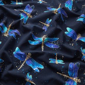 Jersey coton Libellules | Glitzerpüppi – bleu nuit/turquoise clair, 