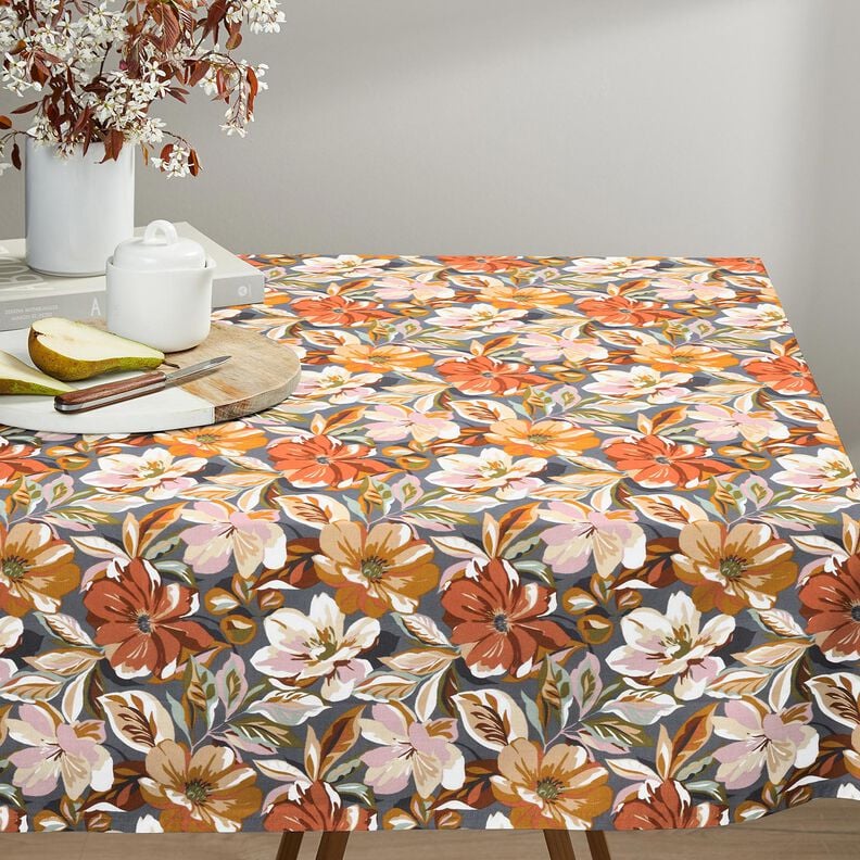 Coton enduit fleurs chics &ndash; gris schiste/ros&eacute;,  image number 6