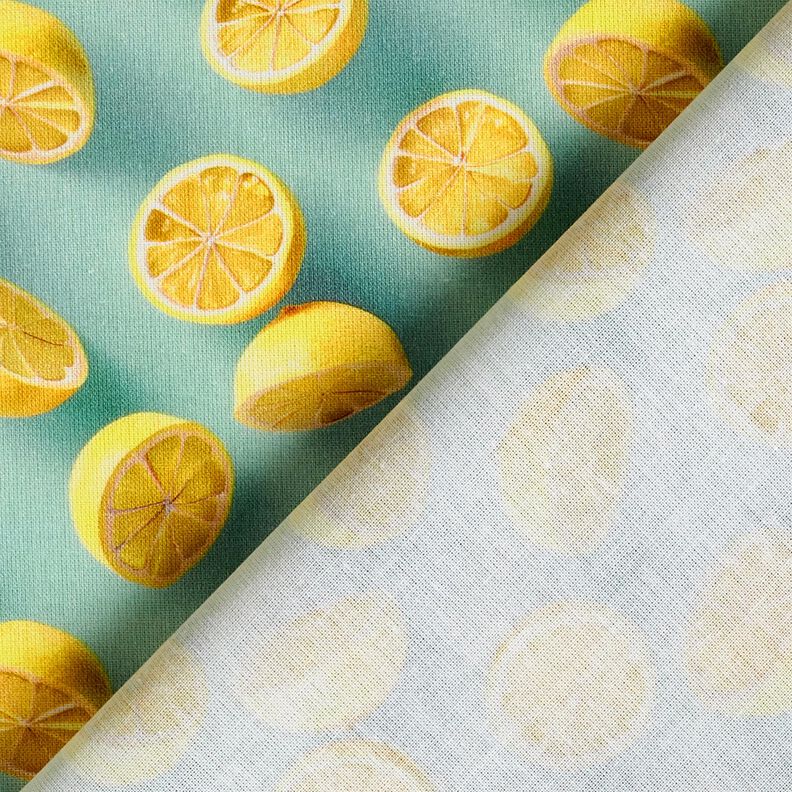 Tissu en coton Popeline citrons frais – eucalyptus/jaune citron,  image number 4
