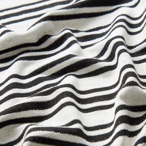 Jersey viscose Rayures pailletées irrégulières – écru/noir, 