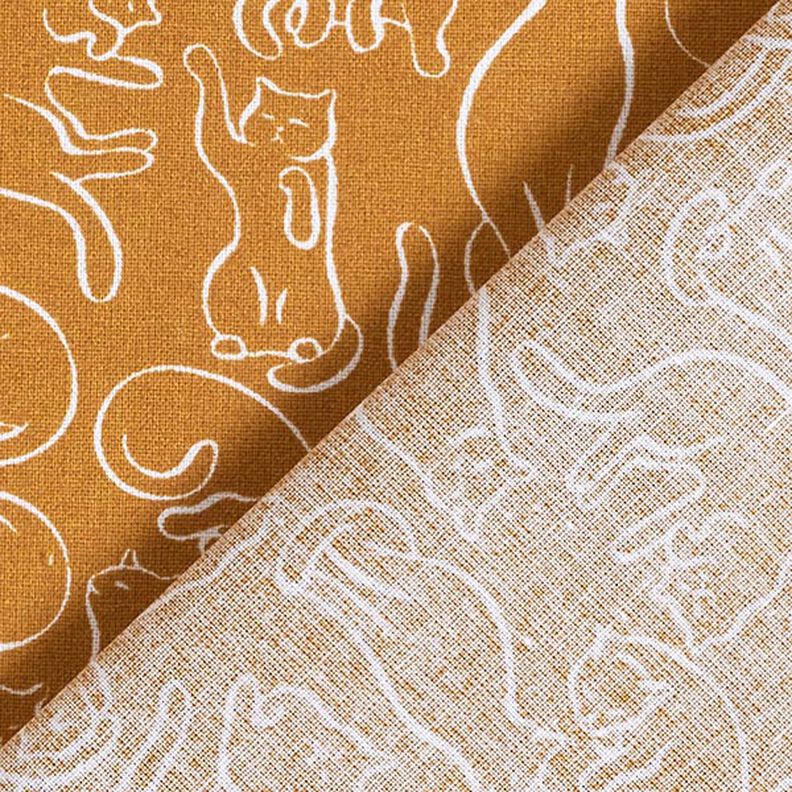 Tissu en coton Cretonne Chats espiègles – jaune curry,  image number 4