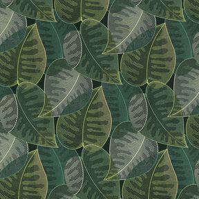 Tissu de décoration Sergé coton Feuilles minimalistes – vert foncé, 