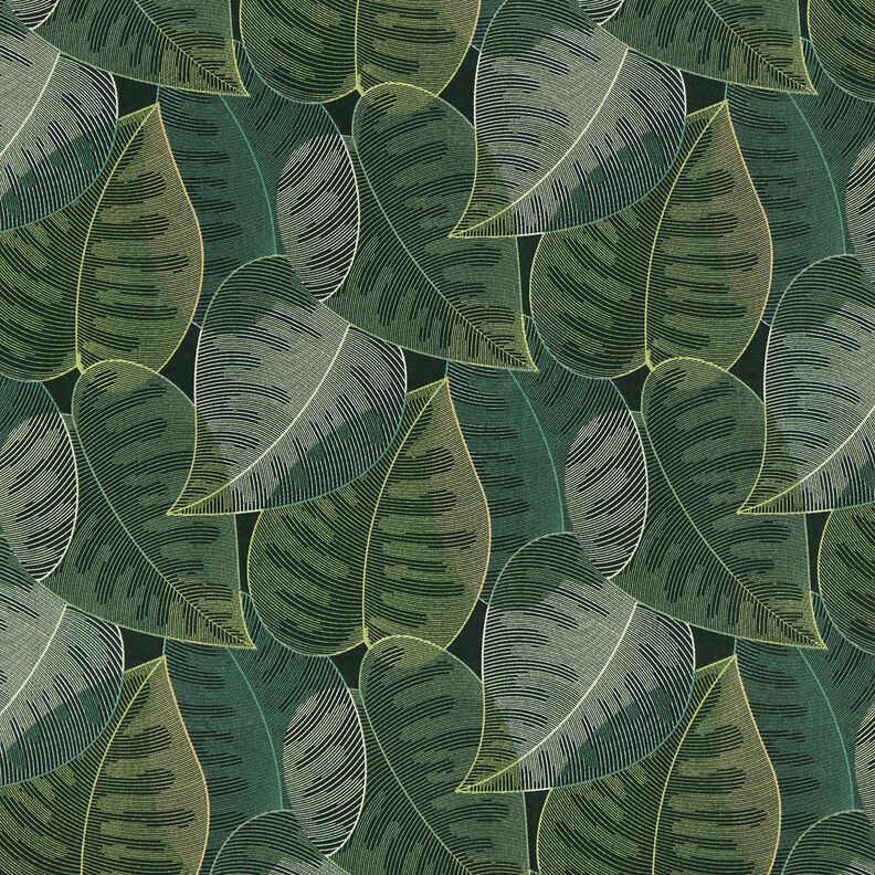 Tissu de décoration Sergé coton Feuilles minimalistes – vert foncé, image number 1