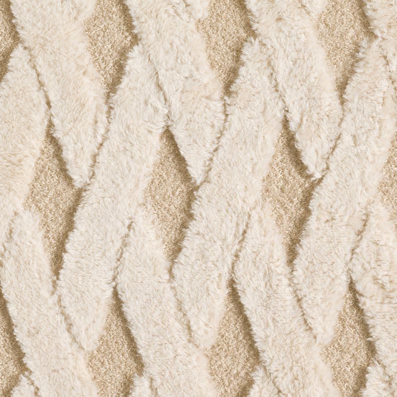 Fourrure synthétique Tissu bouclé Losanges – sable/nature,  image number 5