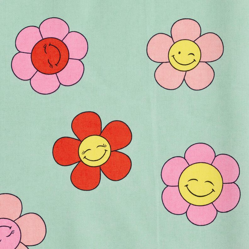 Coton enduit Fleurs joyeuses | Poppy Fabrics – menthe/jaune citron,  image number 7