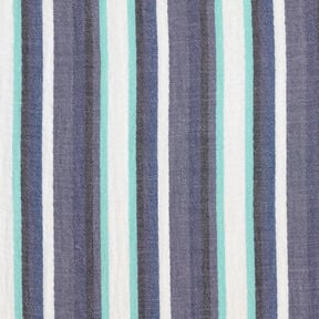 Tissu double gaze de coton Rayures teintées dans la masse – indigo/bleu glacier, 