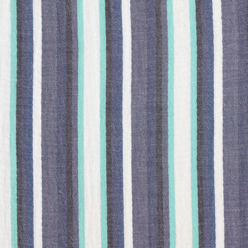 Tissu double gaze de coton Rayures teintées dans la masse – indigo/bleu glacier,  image number 1