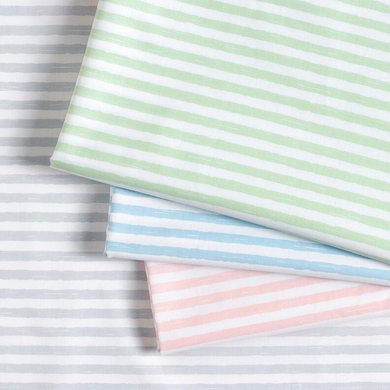 Tissu en coton Cretonne rayures décontractées – bleu clair/blanc, image number 5