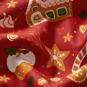Tissu en coton Popeline Pain d’épices – carmin/moutarde,  Tissu en coton Popeline Pain d’épices – carmin/moutarde,