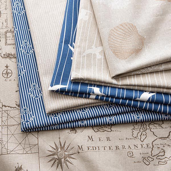 Tissu de décoration Semi-panama ancre – bleu océan/blanc,  image number 5