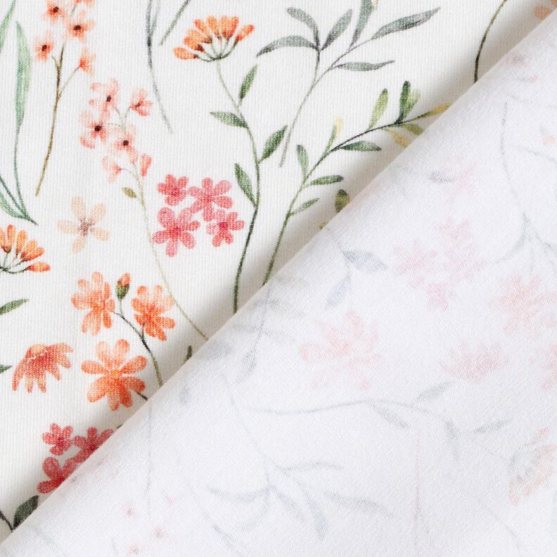 GOTS Jersey coton prairie de fleurs sauvages Impression numérique – ivoire, image number 4