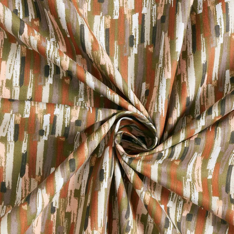 Tissu en coton Cretonne Coups de pinceau – pin/bronze,  image number 3