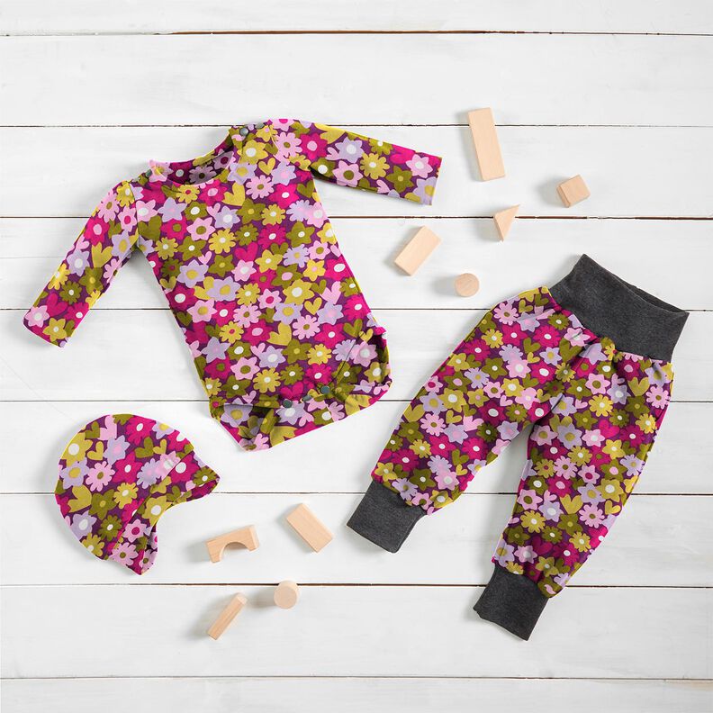 Jersey coton Fleurs colorées | Poppy Fabrics – raisin,  image number 6