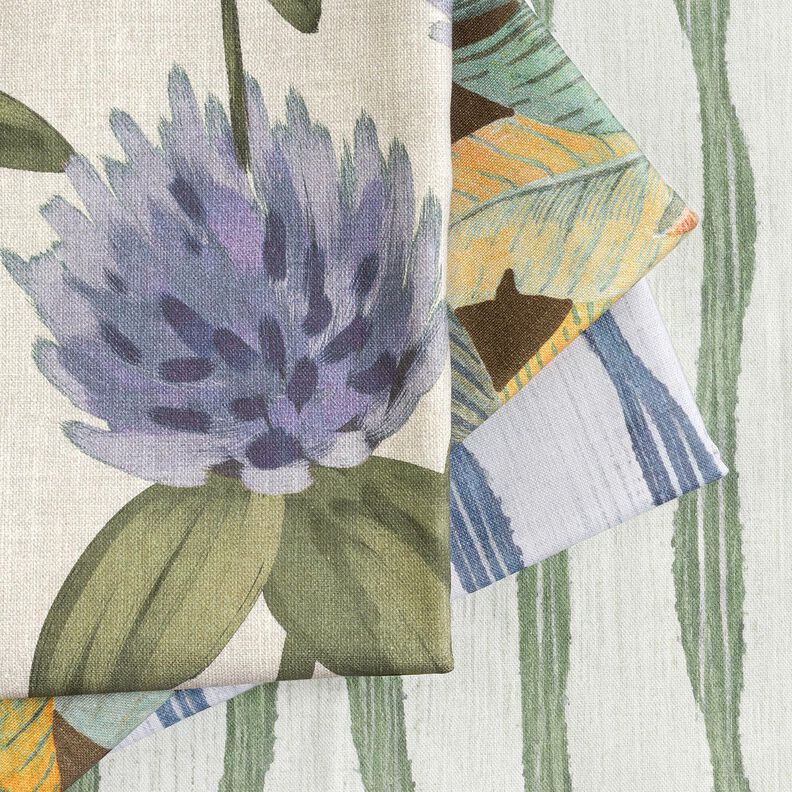 Tissu de décoration Semi-panama trèfle en fleurs – gris bleu/taupe clair, image number 5