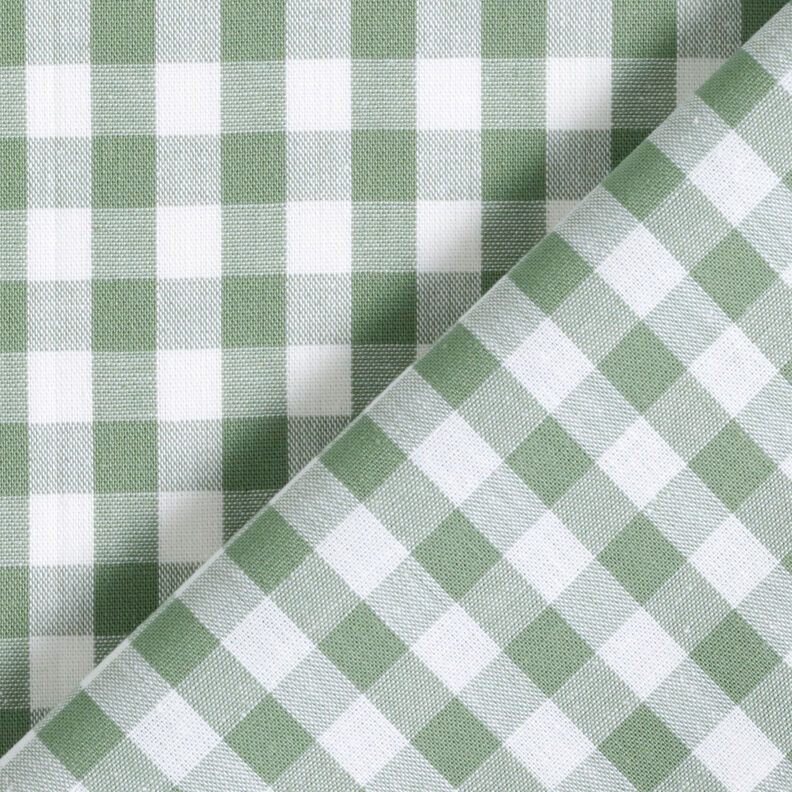 Tissu en coton Vichy à carreaux 1 cm – sauge/blanc,  image number 4