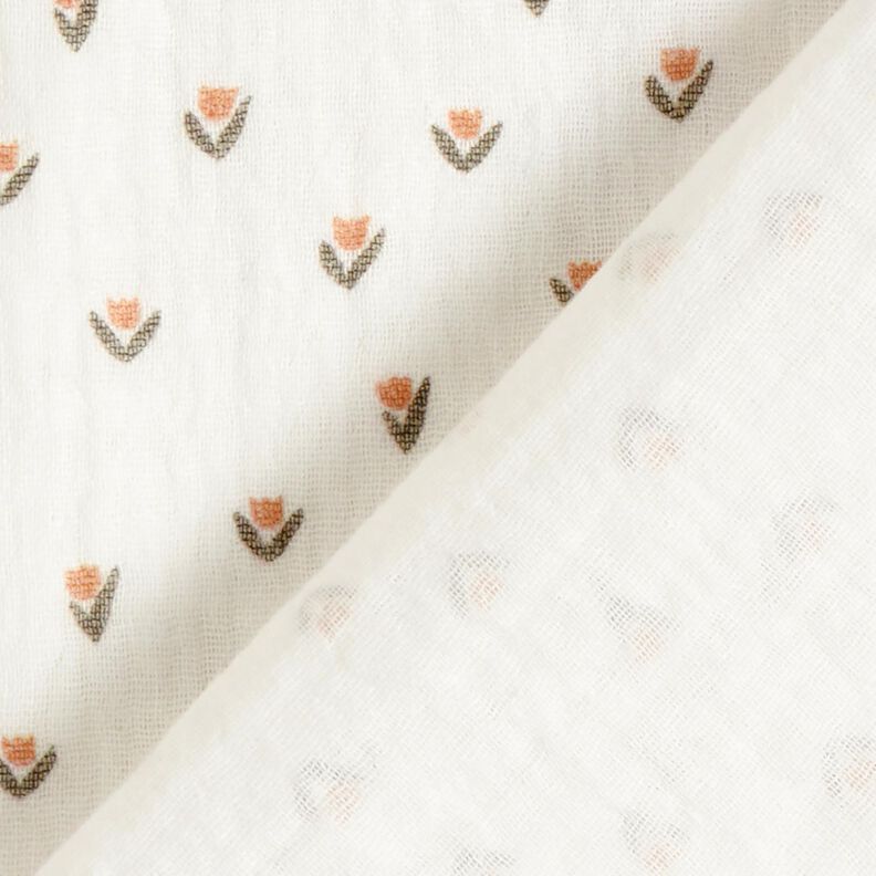 Tissu double gaze de coton Mini-tulipes Impression numérique – blanc, image number 4