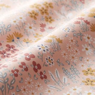 Coton enduit Prairie fleurie multicolore – rose clair/myrtille, 