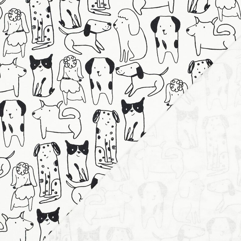 Flanelle coton Chiens | Poppy Fabrics – blanc/noir, image number 4