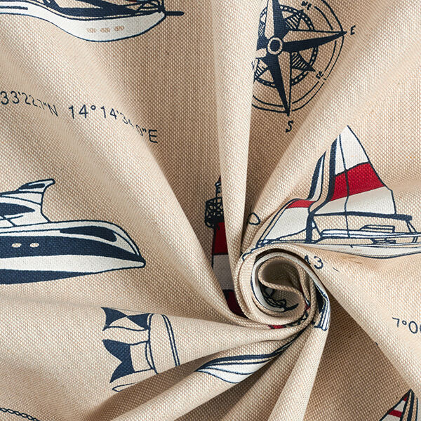 Tissu de décoration Semi-panama "Yacht Club" – nature/rouge,  image number 3
