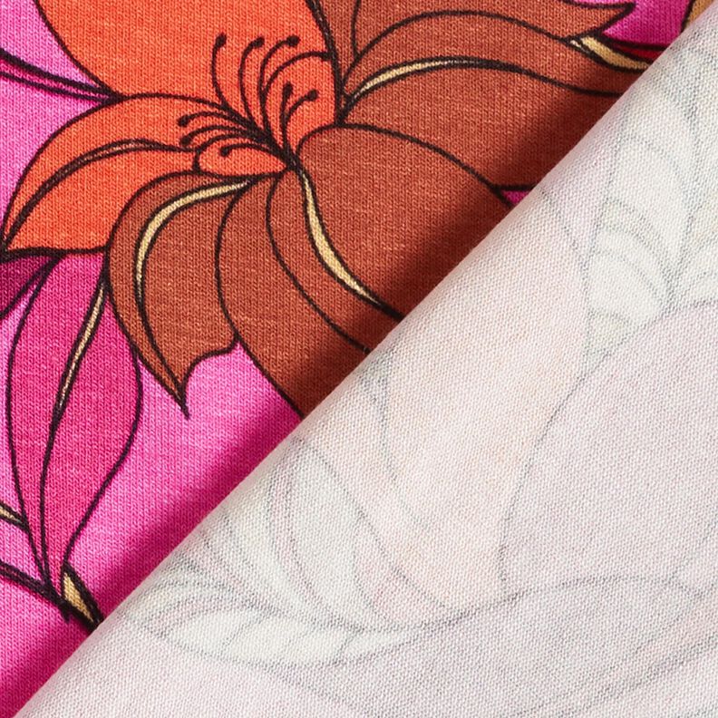 Jersey viscose zarte Blumen – pourpre/rouge feu, image number 4