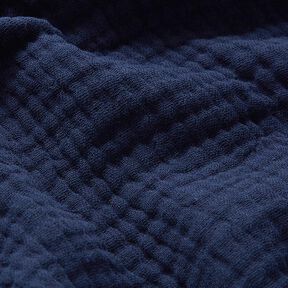 GOTS Tissu triple gaze de coton – bleu nuit | Reste 70cm, 