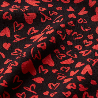 Viscose Cœurs – noir/rouge, 