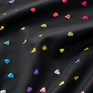 Jersey métallisé cœurs scintillants colorés – noir, 