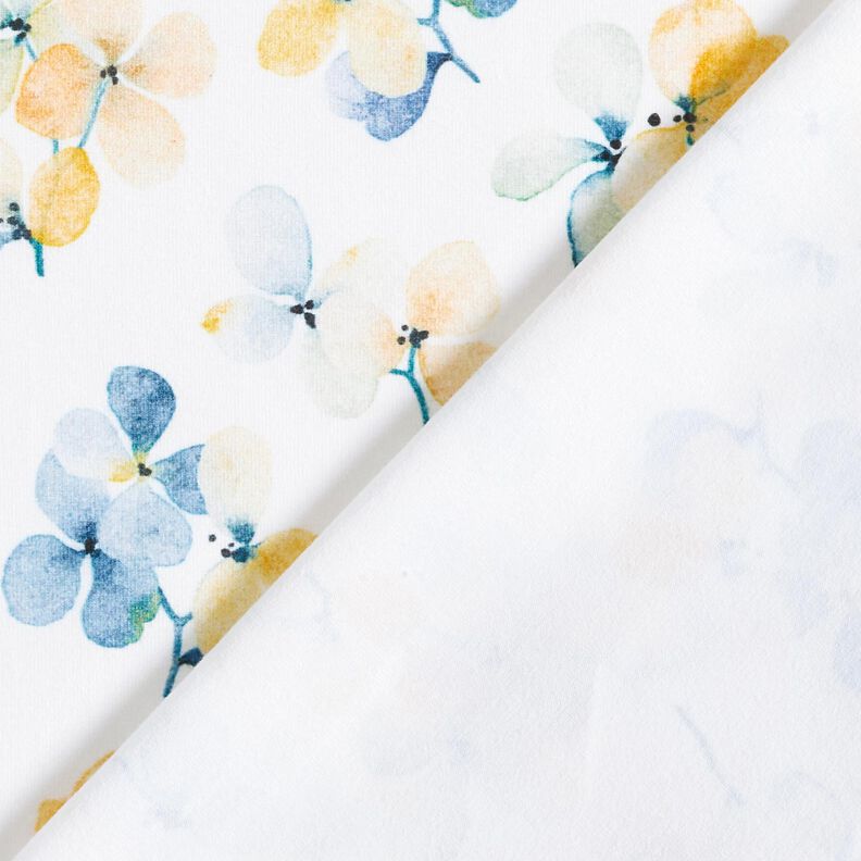 Jersey coton Fleurs aquarelle Impression numérique – ivoire/bleu clair,  image number 4