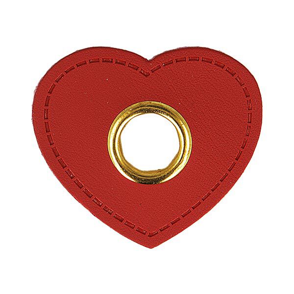 Œillet sur patch Similicuir cœur  [ 4 Pièces ] – carmin,  image number 1
