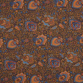 Tissu pour chemise Fleurs r&eacute;tro et motif paisley &ndash; bleu nuit/caramel, 
